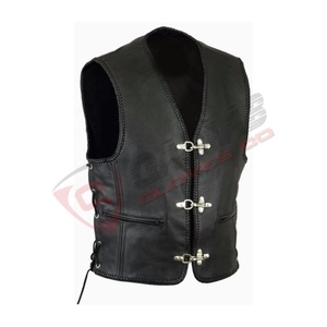 Gilet de moto en cuir de vache véritable, sans manches, fait main, épais, respirant, pour motocross, course, mode - Product Image 6