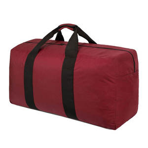Red Canvas Duffle Bag with Black Handles and Zipper Closure <b>Large</b> Capacity for Travel and Weekend Use - Product Image 1