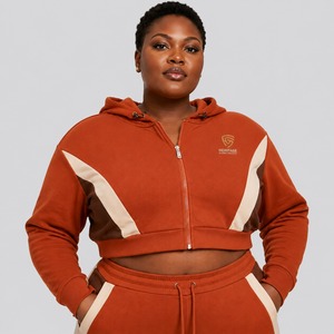 <b>Zipper</b> Up Short Length Cropped Hoodie For Adults Girls Customized Logo Printing Sporty Style Women's Crop <b>Top</b> Hoodies - Product Image 1