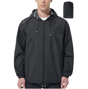 LOW MOQ OEM Custom Fashion Style Casual Oversized Canvas Hoodie <b>Windbreaker</b> Jackets Breathable Waterproof <b>Black</b> Wind Jackets - Product Image 1