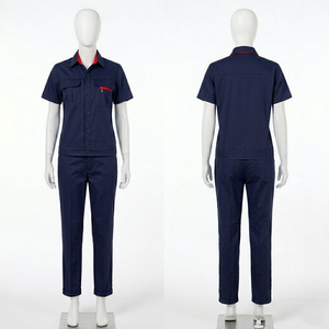 Premium 240 GSM Cotton Poly Women Work Uniform White Short Sleeve Panel Free Custom Embroidery Print Logo Set <b>Overall</b> Clothes - Product Image 4