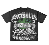 Camiseta de Hombre de Alta Calidad, Ecológica, Transpirable, Estilo Vintage, Corta, Lavada al Ácido, con Estampado DTG