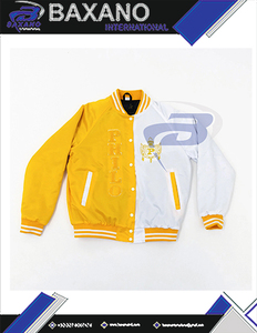 Philo Affiliates Sorority Winter Satin Bomber <b>Jacket</b> for <b>white</b> & Yellow Bold Greek Letter Windproof Sorority Bomber satin <b>Jacket</b> - Product Image 5