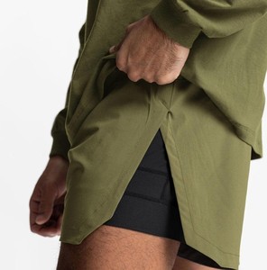 Shorts de sport pour homme, taille haute, en toile 100% coton, à séchage rapide, avec poche cachée - Product Image 6