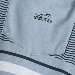 Crew Neck T-Shirt Striped Panel Casual Cotton Tee Chest Pocket Everyday Streetwear Custom OEM Bulk Short Sleeve Casual <b>TShirts</b> - Product Image 4