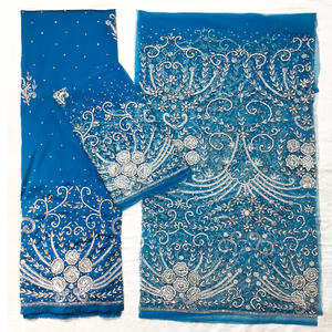 Trực tuyến tùy chỉnh thiết kế George wrapper với thiết kế của tôi Hoa Thủ Công vàng đá nặng đính cườm Net + lụa thô phi George vải - Product Image 6