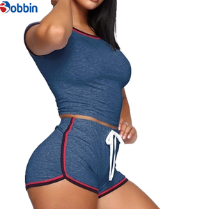 Conjuntos de Verano para Mujer, Conjuntos Deportivos Cortos de Moda, Los Mejores Conjuntos de Verano para Mujer, 2 Piezas, Camiseta Corta de Algodón con Pantalones Cortos - Product Image 3