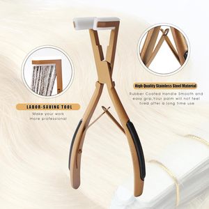 Rose Gold Hair <b>Extension</b> Pliers Metal Double Rubber Grip Micro <b>Beads</b> Closer Tool With Silicon Pads - Product Image 2