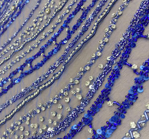 Fully Hand Beaded Fancy Luxury 100% Polyester <b>Lace</b> Fabric for Wedding Garments OEM/ODM Wholesale Manufacturer - Product Image 4