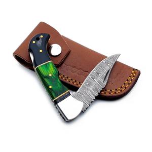 Customised Damascus Steel <b>Folding</b> <b>Knife</b> Back Lock Pakka Wood Handle Sheath Pocket EDC Camping & Hunting <b>Knife</b> OEM/ODM - Product Image 4