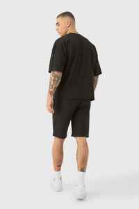 Conjunto de Camiseta y Pantalones Cortos para Hombre, Negros, de Poliéster Transpirable, con Estampado Digital, Cuello Redondo, Camuflaje, Estilo Casual de Verano, Tejido de Punto X - Product Image 6