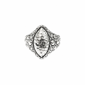 Artisan 925 <b>Silver</b> Marquise Shield <b>Ring</b> Hammered Finish Bubble Texture Band Unique <b>Boho</b> Statement Jewelry Gift - Product Image 2