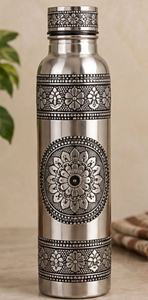 Bouteille d'eau en acier inoxydable, design mandala bohème, couvercle à vis, réutilisable, isolation thermique pour la randonnée, les étudiants, les enfants - Product Image 1