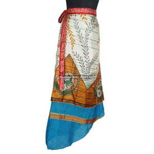 New *Hot* Vintage Indian Two Layer <b>Boho</b> Hippie Magic Silk Wrap <b>Skirt</b> Silk Maxi Vintage <b>Skirt</b> Indian Reversible Vintage Long Silk - Product Image 3