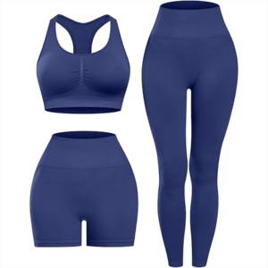 Women's Yoga Set Racerback Crop Top High Waist Leggings Solid Color Spandex Polyester Four-Way Stretch Seamless Full Length - Product Image 4