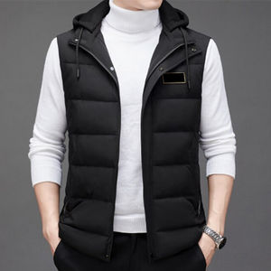 Gilet polaire chaud personnalisé pour homme, automne-hiver 2026, sans manches, en coton, col montant, grande taille, veste d'hiver unisexe avec logo frontal - Product Image 3