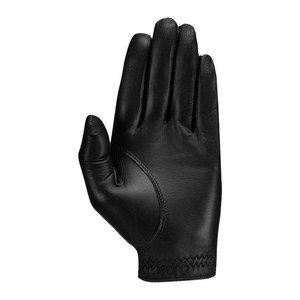 High Quality Customizable All Black Cabretta Leather Men's Golf Gloves with Rubber <b>Strap</b> Anti Slip Breathable Soft Grip - Product Image 2