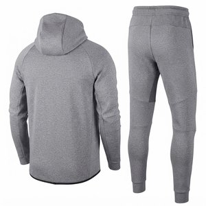 Custom Men's Gray <b>Hooded</b> Tracksuit Set Cotton Polyester Sporty Autumn Wear Breathable Casual Activewear Full <b>Zip</b> Sweatshirt Pant - Product Image 2