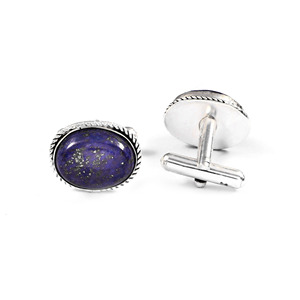 Mancuernillas de Lapislázuli Natural con Plata Alemana, Joyería de Lujo con Piedras Preciosas para Hombre, Regalo de Boda Personalizado, Joyería Formal Navideña, Venta al Por Mayor - Product Image 6