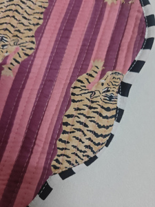 Red Stripe Tiger Print Cotton Quilted Thin Reversible Modern Customizable Machine Washable Multi-Shaped <b>Placemats</b> - Product Image 4