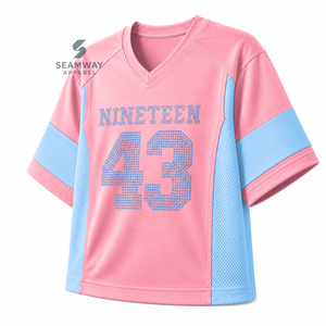 Gamma Phi Delta Sorority Women's Bling Football Jersey V Neck <b>Short</b> Sleeve <b>Mesh</b> Panel Moisture Wicking Performance Team Jersey - Product Image 2
