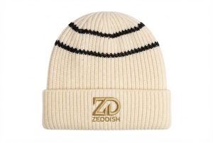 ZEDDISH Custom Logo Digital Printed 100% <b>Wool</b> <b>Beanie</b> Hat Ribbed Knitted Winter Warm Cap Unisex Adult Casual Solid Color - Product Image 1