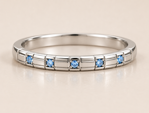 Anillo Moderno de Oro Sólido de 14K con Topacio Azul Minimalista, Joyería Fina Geométrica Apilable, Personalizable OEM, Elegante para Uso Diario - Product Image 1