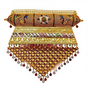 Collar de Oro Sólido de 22k con Diseño de Pavo Real Meenakari para Mujer, Conjunto de Joyería para Regalo de Boda Nupcial India - Product Image 1