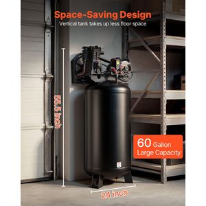 Compresseurs d'air robustes 3,7 HP 8 SCFM 90 PSI, réservoir de compresseur lubrifié à l'huile de 60 gallons, pression maximale de 155 PSI, capacité du réservoir de 300 L - Product Image 4