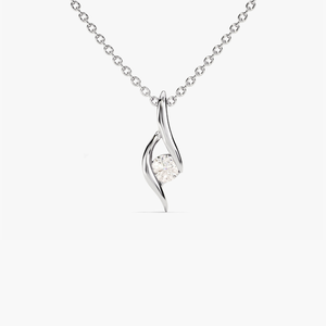 Collier minimaliste de luxe en or jaune 10 carats plaqué rhodium avec diamant solitaire torsadé taille brillant de 0,10 CTW certifié IGI, cultivé en laboratoire - Product Image 3