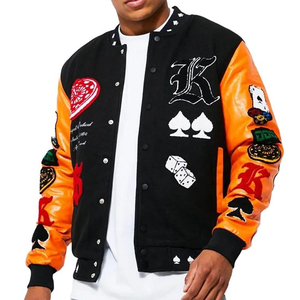 Chaqueta Varsity de Hombre para Primavera, Resistente al Viento, Gruesa, de Color Sólido, con Cuello Alto, Cierre de Botones con Logotipo Frontal, 100% Lana - Product Image 6