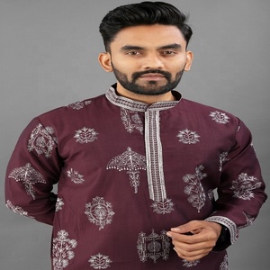 Pyjama Kurta droit indien de qualité supérieure pour hommes, vêtements ethniques à la mode pour les mariages en direct de l'Inde - Product Image 5