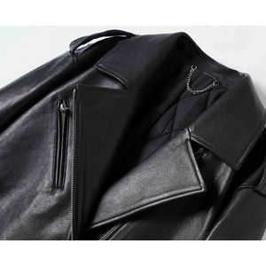 Chaqueta de Motociclista para Mujer, de Piel de Oveja, Transpirable, con Cierre de Cremallera Corta, Cuello Camisero, Manga Larga, Resistente al Viento, para Invierno - Product Image 3
