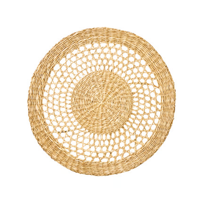 Simple Seagrass Placemats <b>Round</b> Woven Fiber <b>Table</b> <b>Mats</b> Natural Straw Chargers for Contemporary Dining Room - Product Image 2