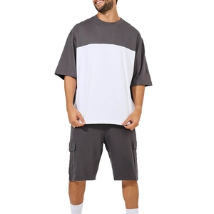 Men's Yellow Crew Neck T-Shirt And Shorts <b>Set</b> Casual Summer <b>Knitted</b> Two Piece Outfit Breathable Solid Color - Product Image 4