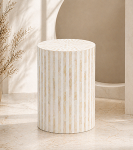 Table basse ronde en os incrusté, table d'appoint en résine, taille personnalisée, mobilier de salon - Product Image 1