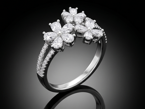 Floral Lab Grown Diamond <b>Ring</b> for Women <b>Open</b> Flower Design <b>Ring</b> in Gold Designer Statement Jewelry Wedding <b>ring</b> - Product Image 1