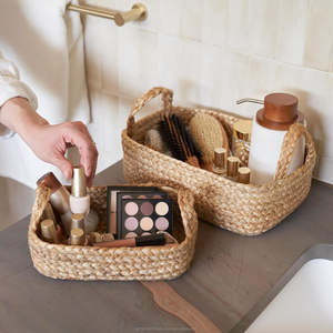 Paniers de rangement modernes de luxe en jute et jonc de mer JF Exclusive, en corde de jute naturelle pour étagères, organisation de la maison et de la chambre - Product Image 2
