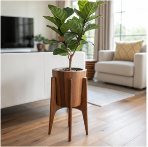 Macetero de Madera Moderno Hecho a Mano, Soporte para Macetas de Interior de Nogal Sólido para Sala de Estar, Soporte Ecológico para Macetas de Madera - Product Image 5