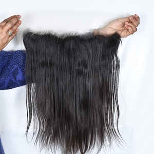 Extensions de cheveux humains indiens Remy 13x4 Frontal non traités, cuticules alignées, double trame machine, à clipser, tissage naturel, cheveux profonds - Product Image 1