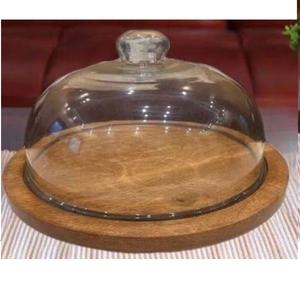 Multilevel Decorative Fruit Cake Stand Handmade Design Wooden Cake Stand With <b>Glass</b> <b>Dome</b> Fruit Cake Serving - Product Image 3