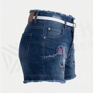 Shorts en jean stretch slim pour femme, déchirés avec franges, tenue décontractée d'été, streetwear tendance et chic - Product Image 3