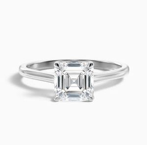 2Carat Asscher Cut Moissanite Engagement Wedding <b>Ring</b> 925 Sterling <b>Silver</b> Gold Plated <b>Solitaire</b> Vintage Inspired Elegant Luxury - Product Image 6