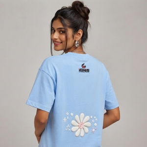 T-shirt imprimé pour femme, coupe décontractée, mélange de coton, manches courtes, vêtements de mode, confortable à porter en extérieur et en intérieur - Product Image 2
