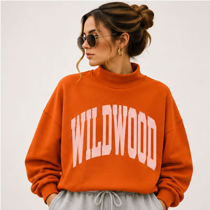 เสื้อสเวตเชิ้ตกราฟิกวาร์ซิตี้ Wildwood แบบสั่งทำพิเศษ OEM ผ้าฝ้ายพรีเมียม 400GSM เหมาะสำหรับใส่เที่ยวพักผ่อน ใส่เล่นกีฬากลางแจ้ง ออกกำลังกาย ให้ความอบอุ่นในฤดูใบไม้ร่วง - Product Image 1
