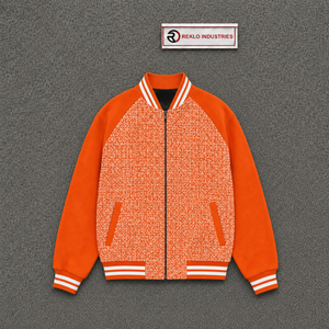 Veste universitaire orange élégante et tendance, imprimé lettres, fermeture éclair en polaire, légère, athlétique, manches longues, mode urbaine - Product Image 5