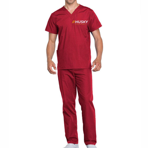 Premium Quality Unisex Doctor <b>Nursing</b> <b>Scrubs</b> Woven Spandex/Polyester Medical Short Sleeve V-Neck Tops Needle Detection Seamless - Product Image 2