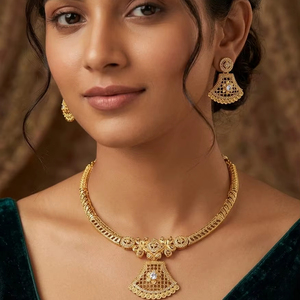 Conjunto de Collar con Diseño de Candado de Moda para Mujer, Chapado en Oro de 18K (Imitación India), para Compromiso, Aniversario, Boda, Fiesta - Product Image 1