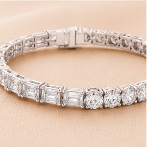 <b>Baguette</b> Emerald Cut Diamond Tennis <b>Bracelet</b> for Women Luxury Bridal Wrist Jewelry IGI Certified 14KT Gold Silver Rose Gold Gift - Product Image 3