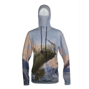 Vente en gros de sweat-shirts de pêche pour hommes avec protection solaire UPF et masque intégré pour les activités de plein air - Product Image 3